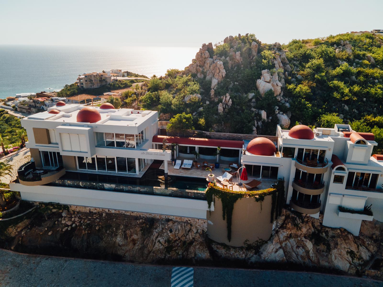 Aerial Panoramic Vista of La Diosa de la Luna Estate & Pedregal Clifftop