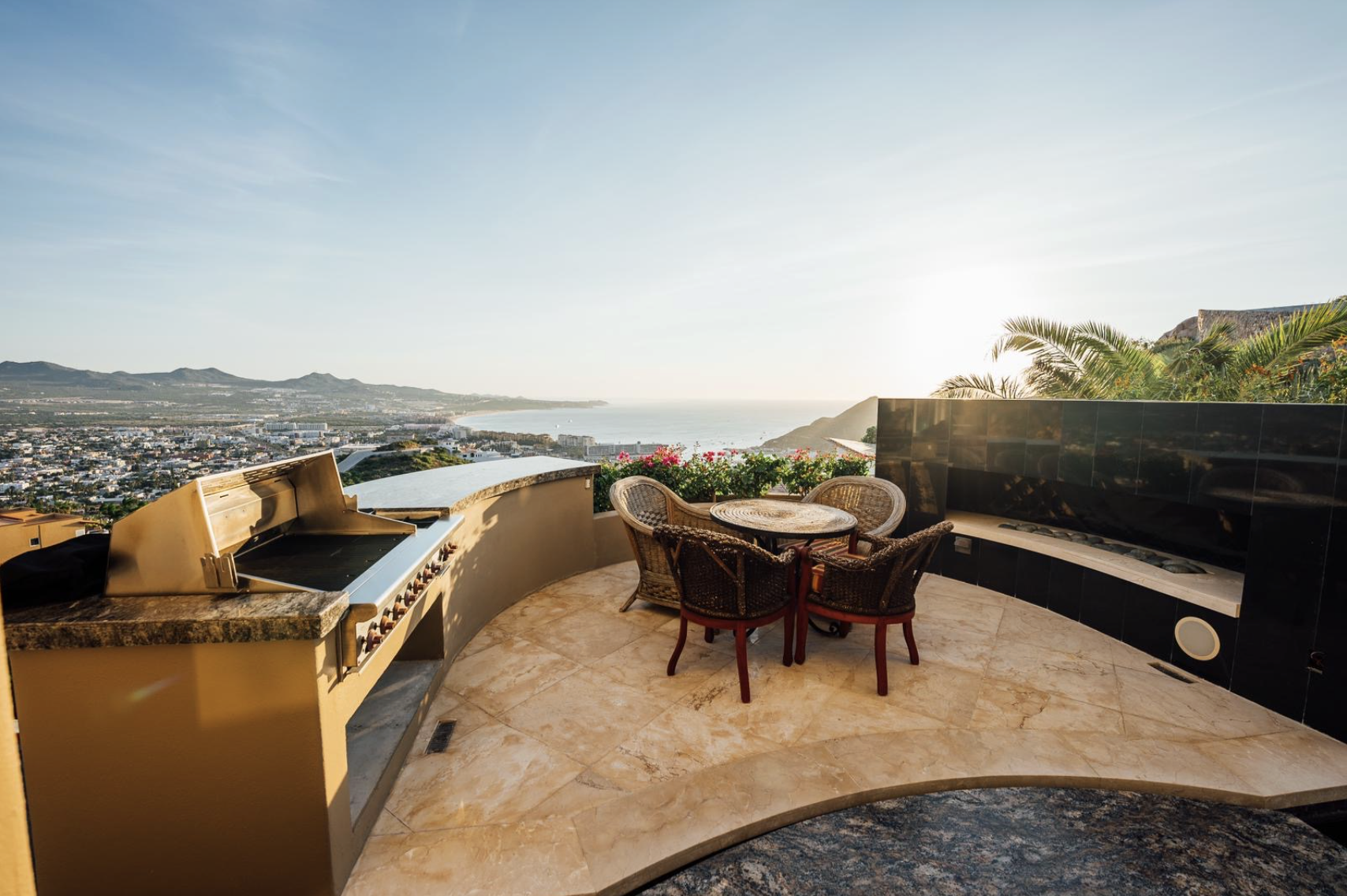 Outdoor Terrace Barbecue Grill & Hillside Dining Overlooking Cabo Bay