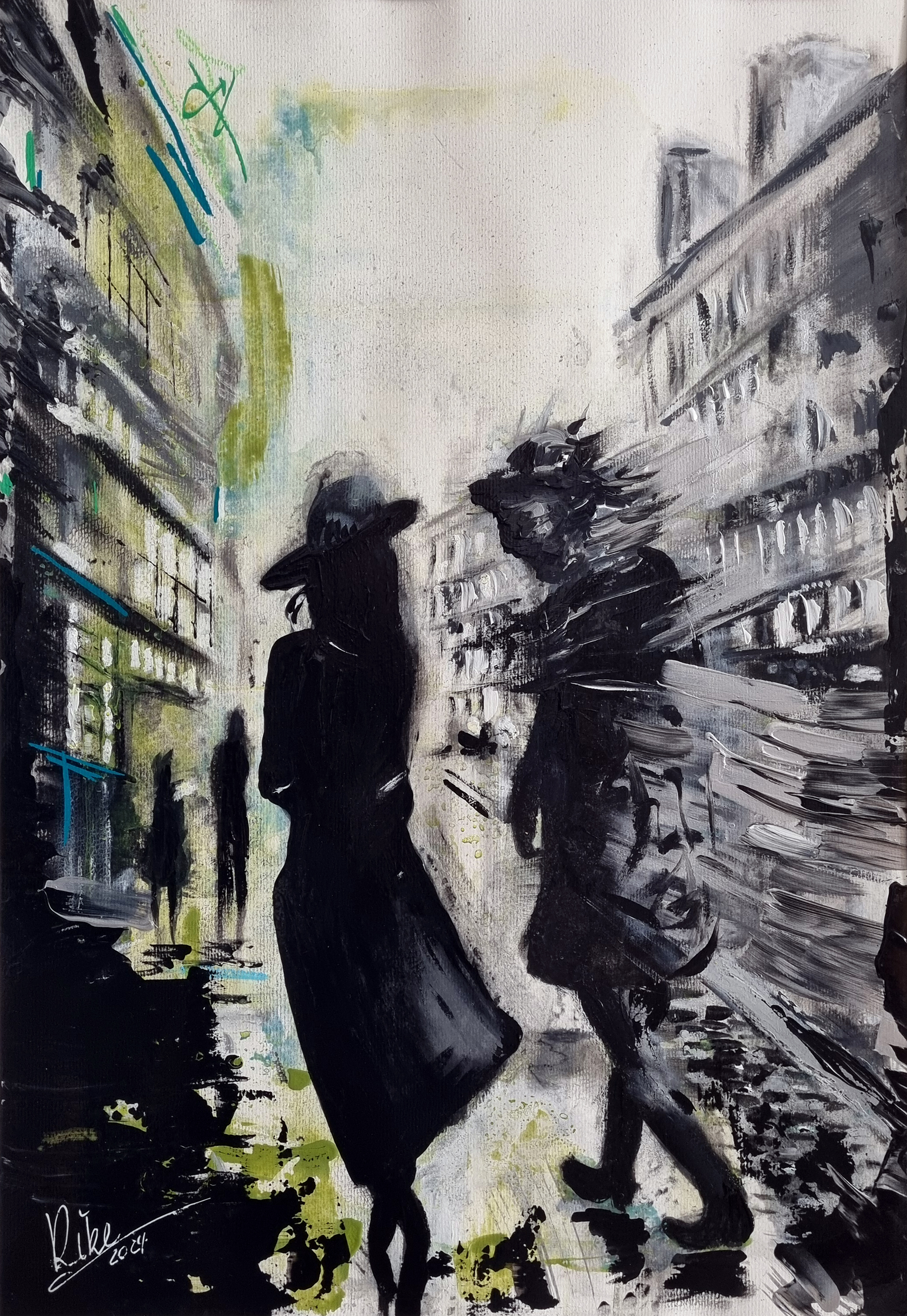 Kunstwerk von Rike Wölke — Zeitgenössische Malerei · Figuration & Urbane Dynamik