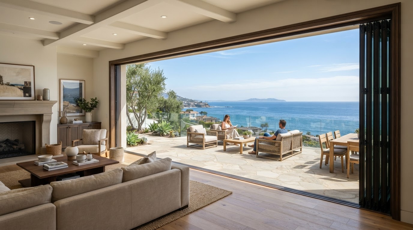Folding Glass Wall — Indoor-outdoor, Newport Beach