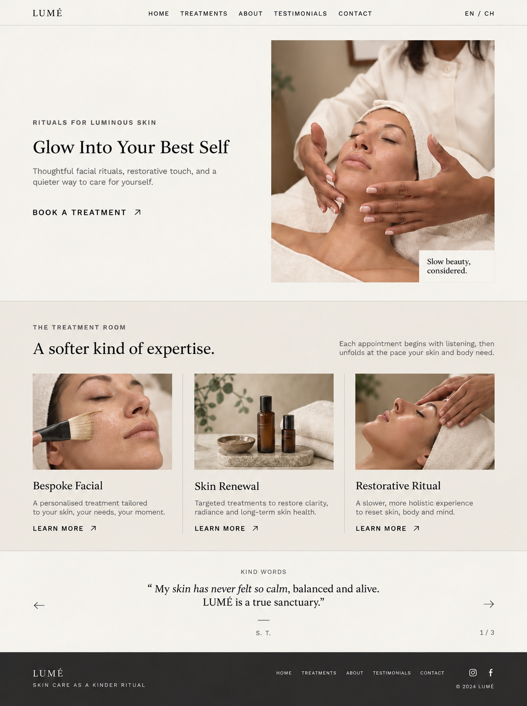 LUMÉ Skin Sanctuary website makeover