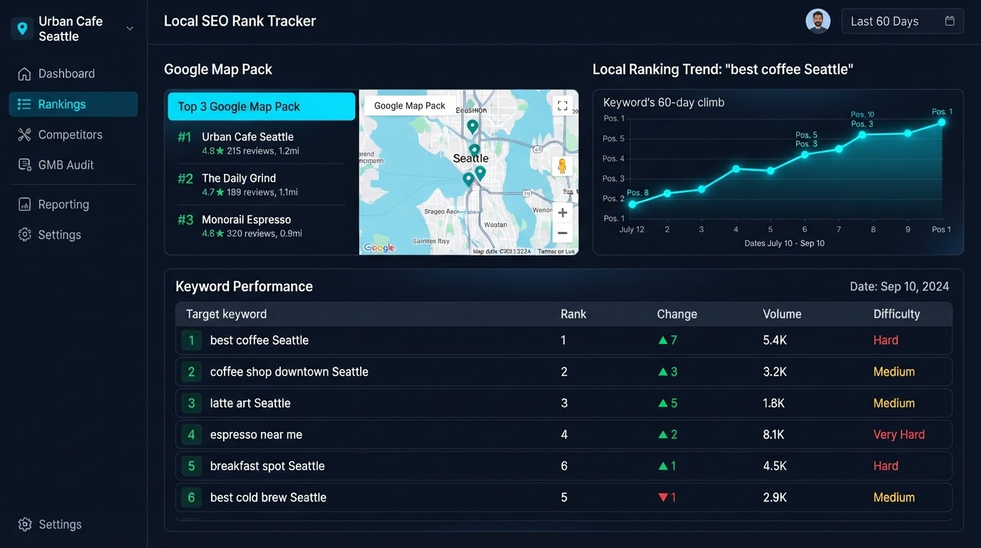 Blog content editorial calendar dashboard showing published articles ranking for buyer questions