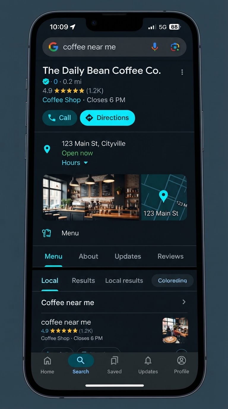 Smartphone showing a fast mobile-optimized site passing Core Web Vitals