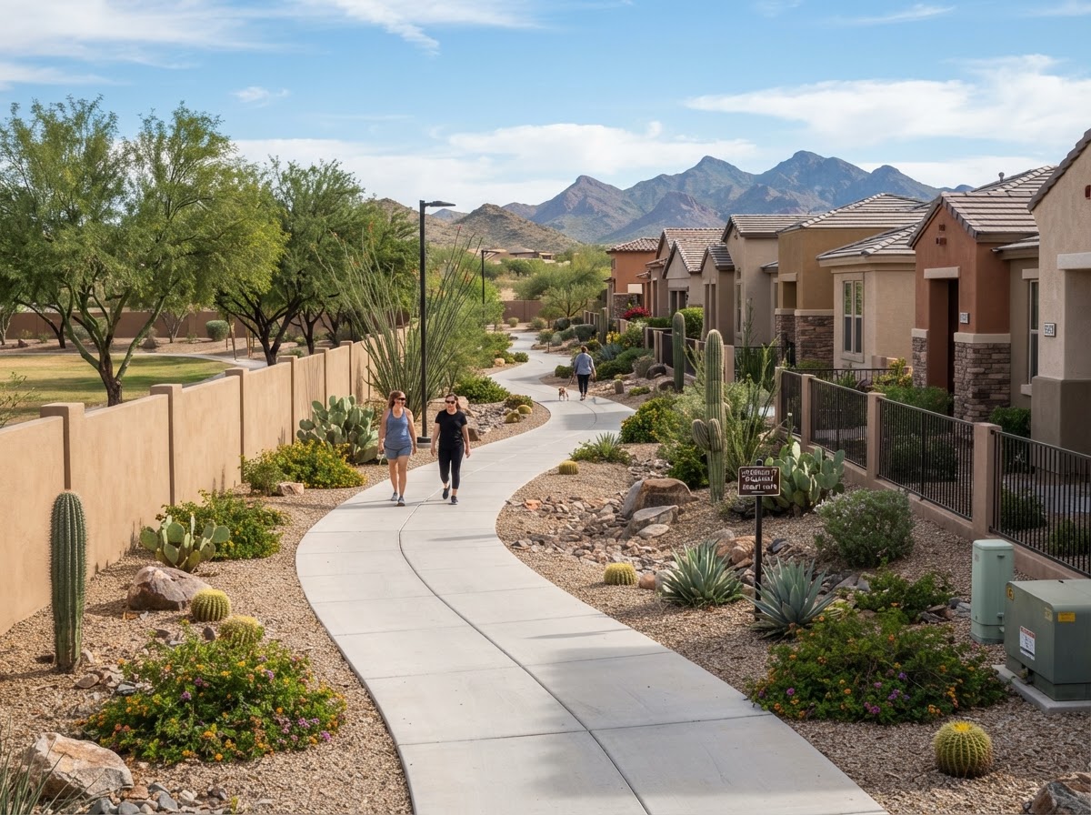 HOA common-area walkway in a San Tan Valley community