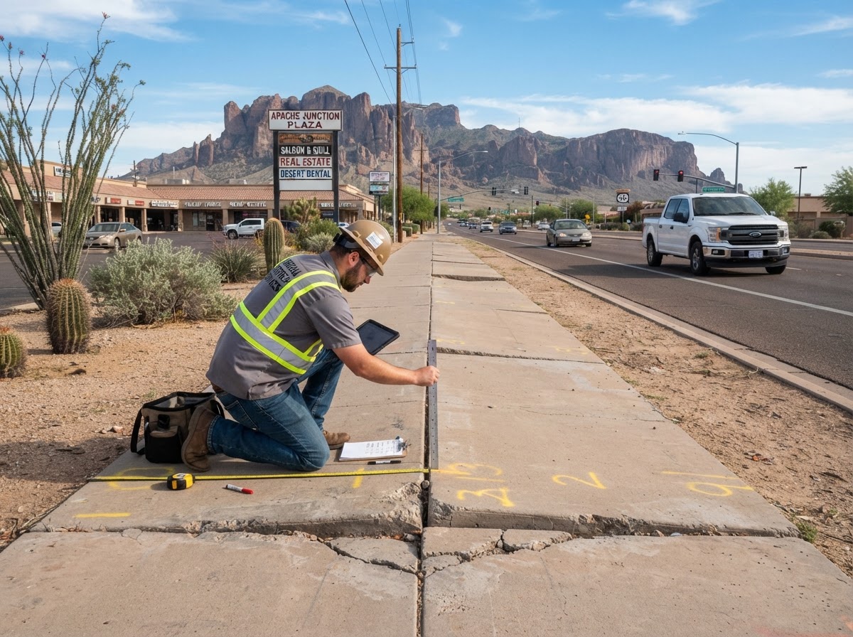 Commercial concrete leveling work scene in Apache Junction