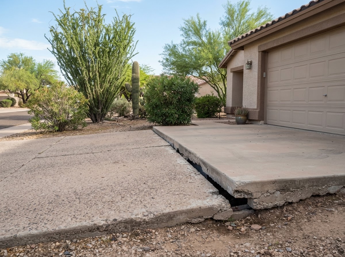 Garage-to-driveway transition with an elevation change at a Sun Lakes property