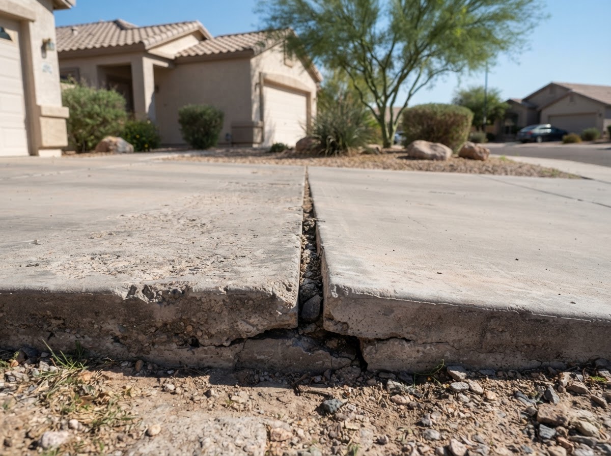 Sunken and raised residential concrete driveway panels in Gilbert, AZ