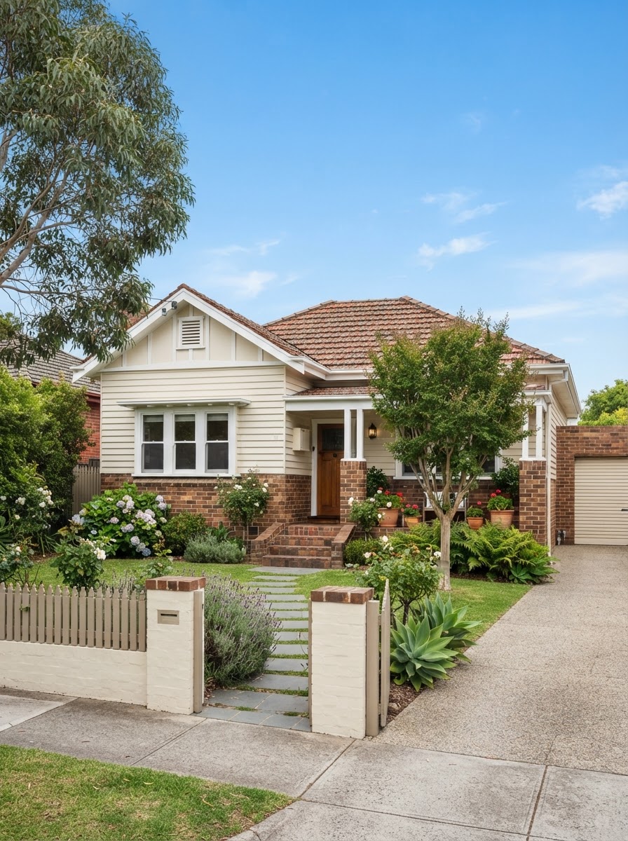 Well-kept freshly painted Australian suburban home exterior