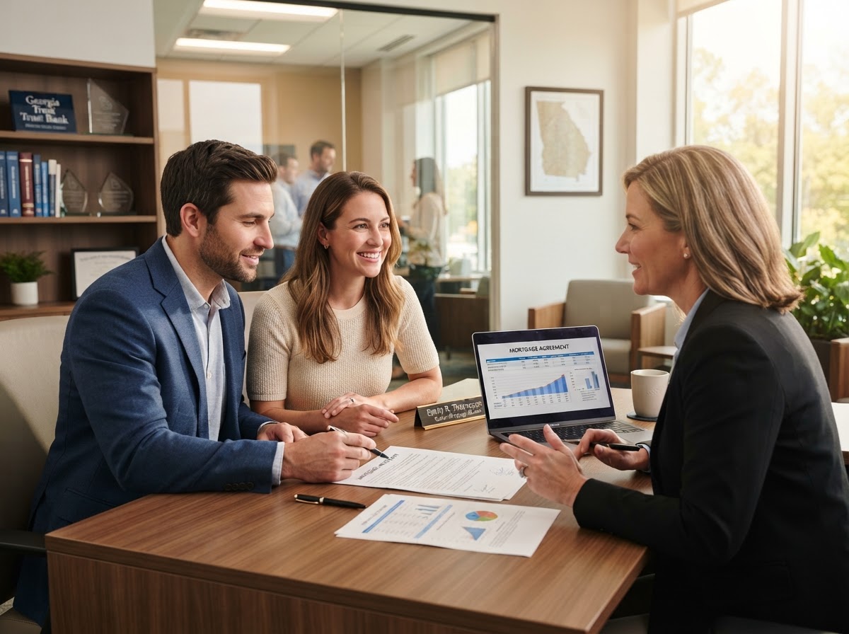 A couple reviewing mortgage options with a loan officer