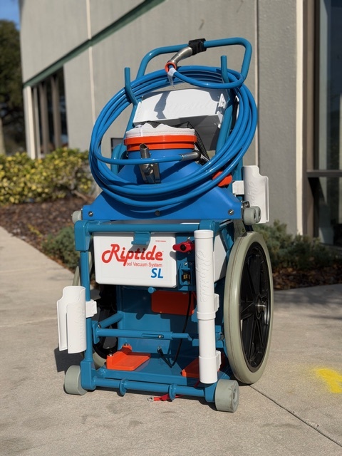 Riptide SL pool vacuum system equipment on cart