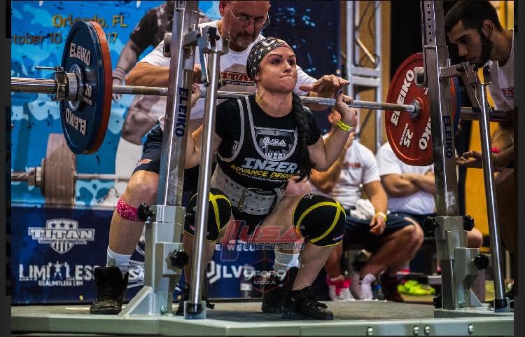 Melinda Spencer heavy barbell squat powerlifting competition