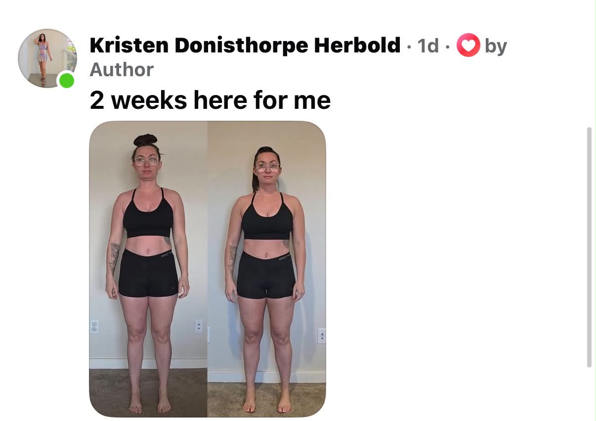 Real text conversation: 2 weeks here for me — Before & After progress