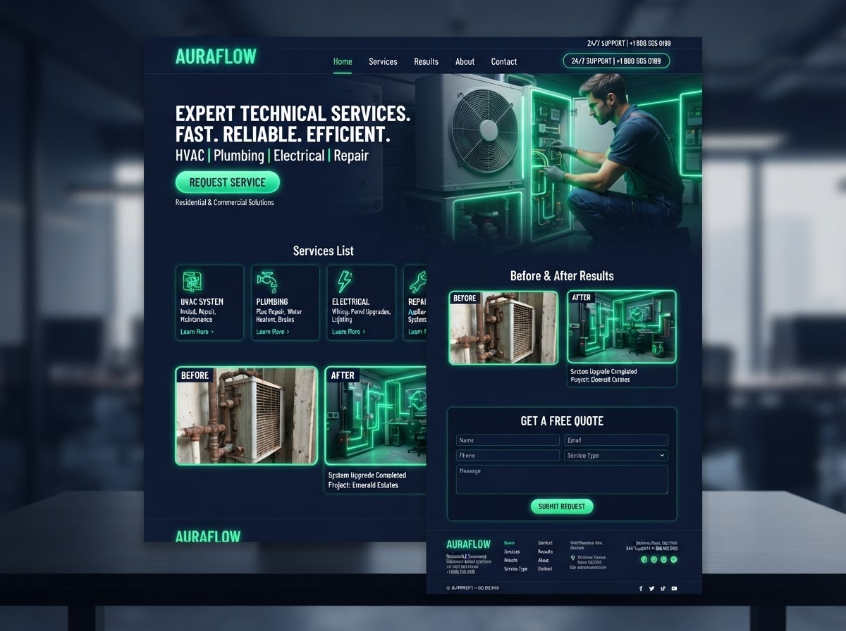 Página web profesional para servicios técnicos con solicitud de servicio