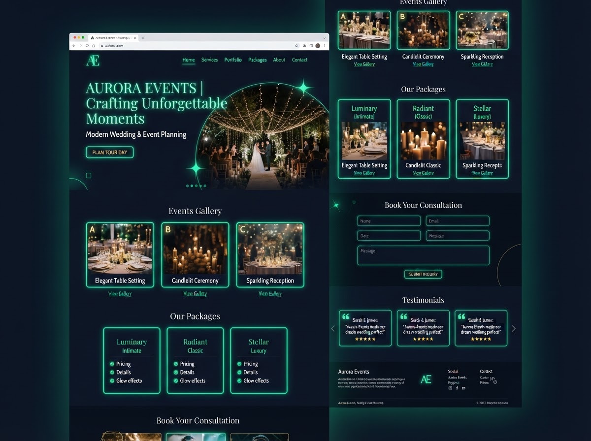 Página web profesional para eventos y bodas con cotización