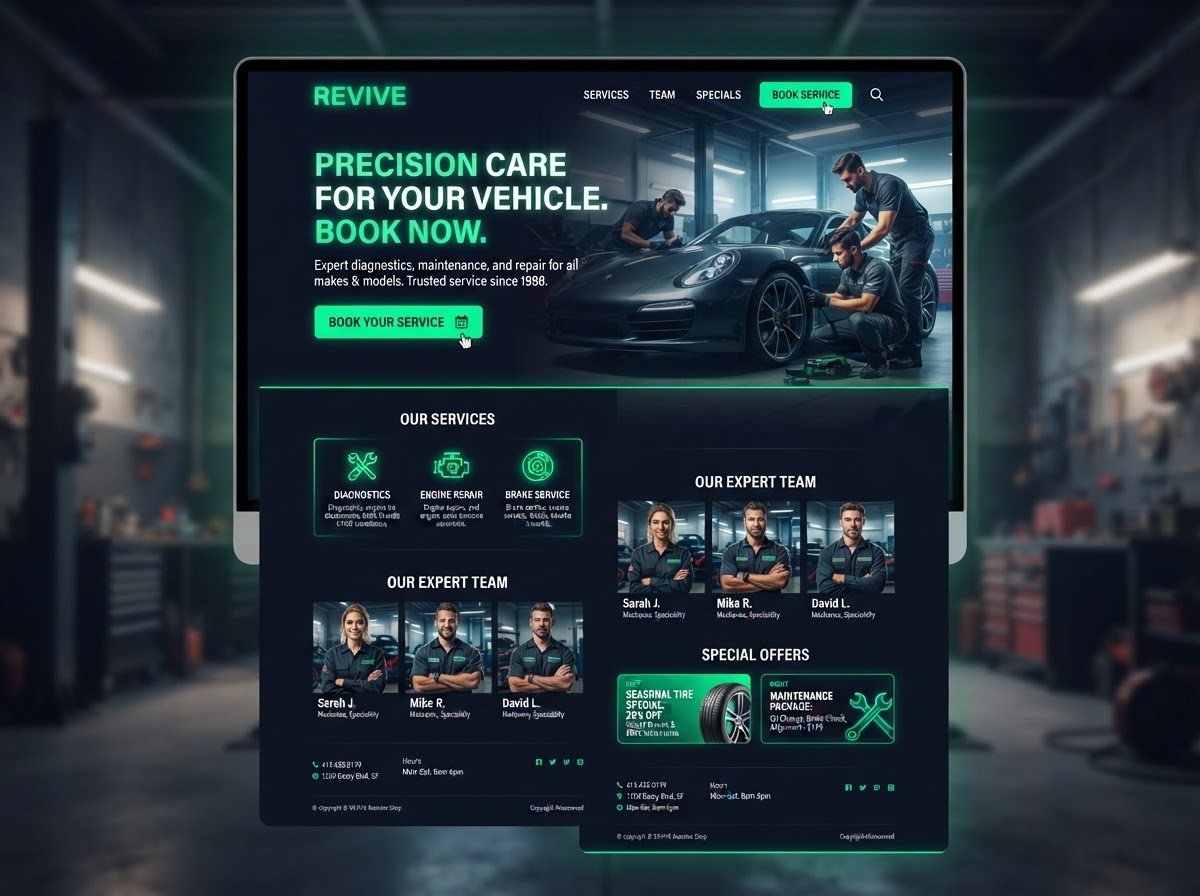Página web profesional para taller automotriz con cita de servicio