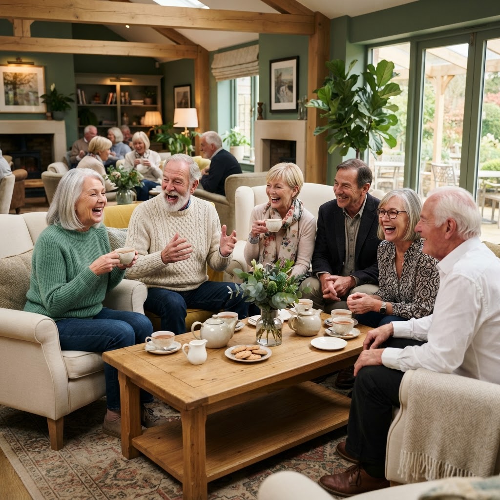 Miembros de Vitalia socializando y compartiendo juntos