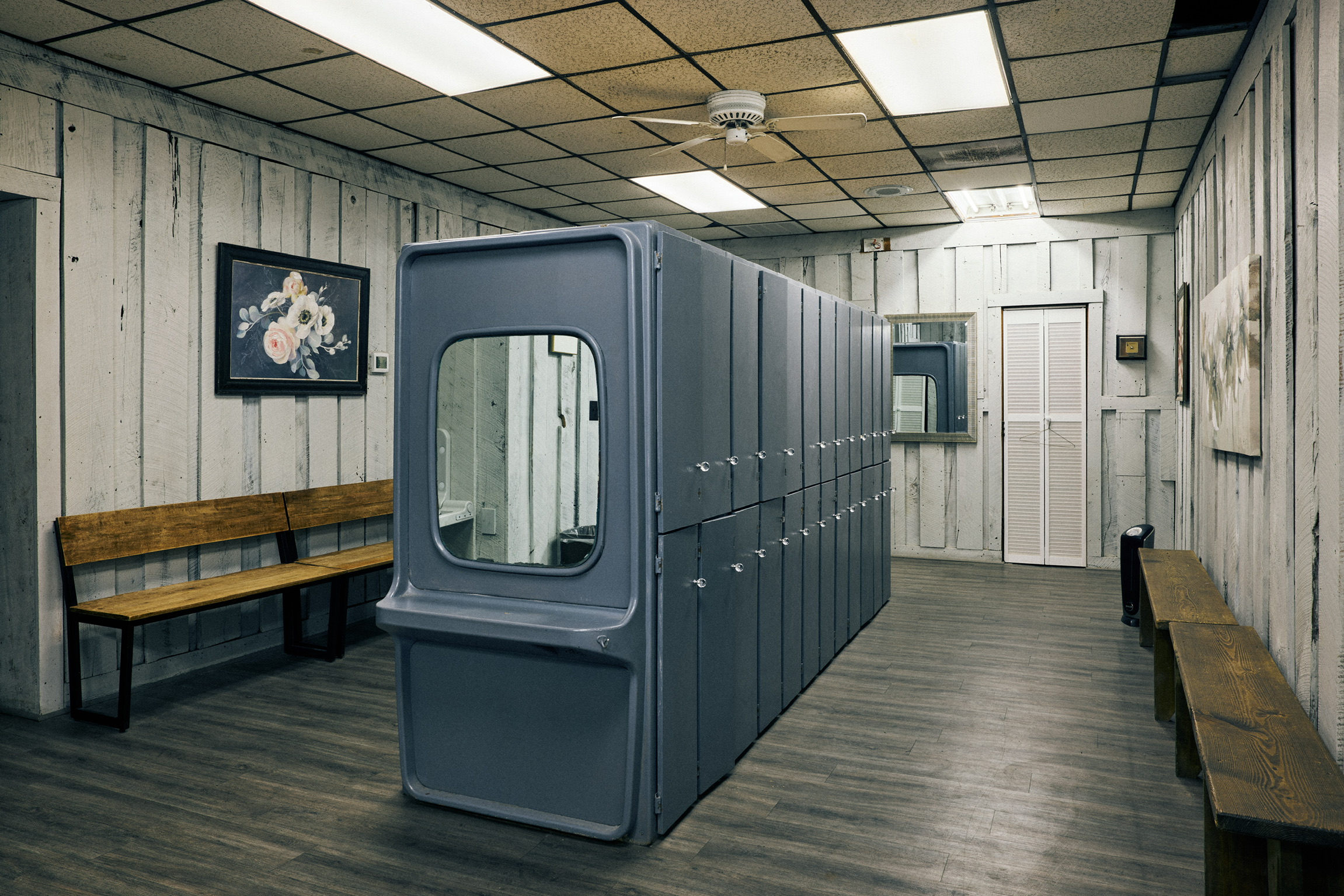 Locker room and sauna entrance