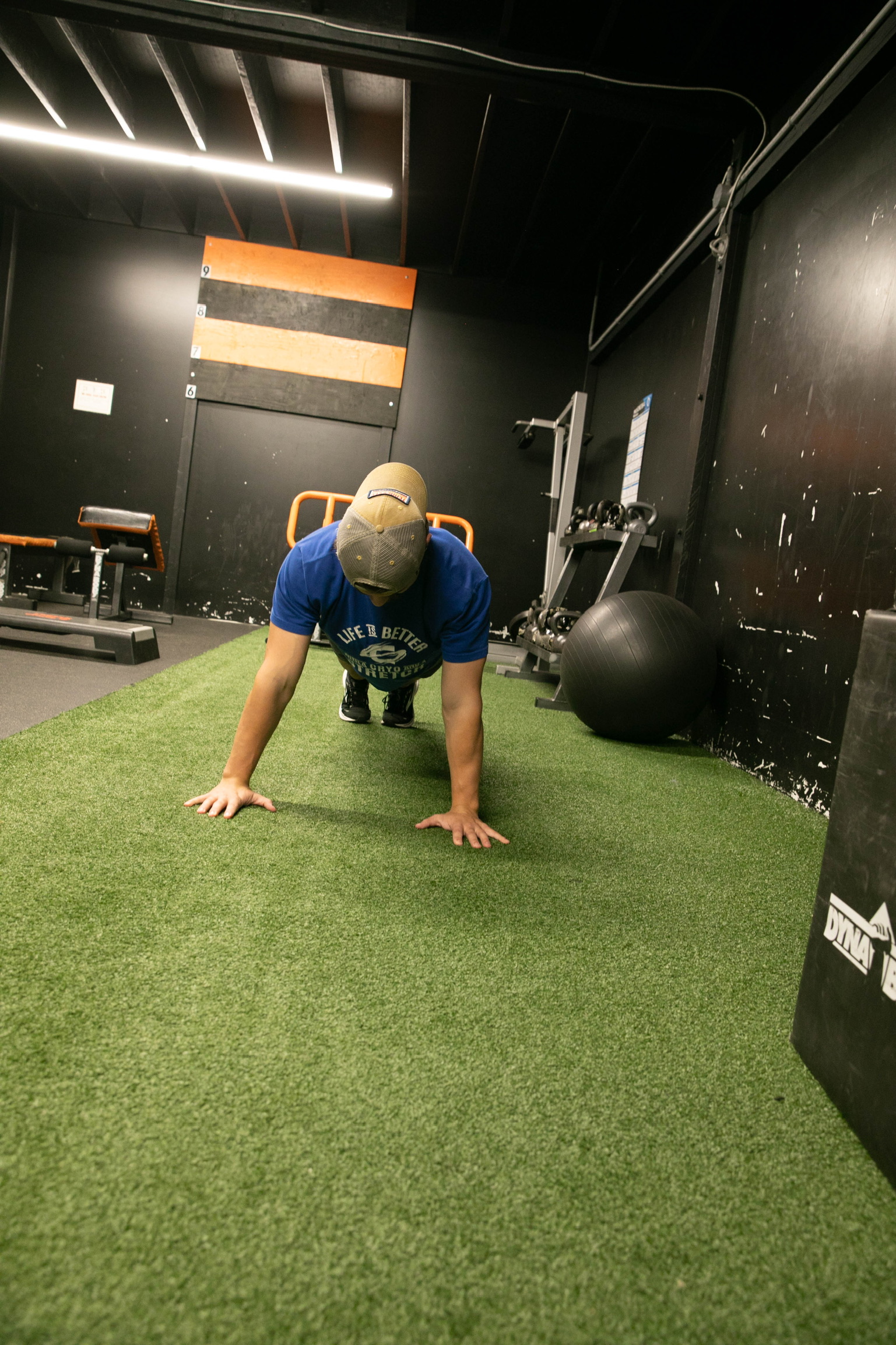 Member training on the indoor turf