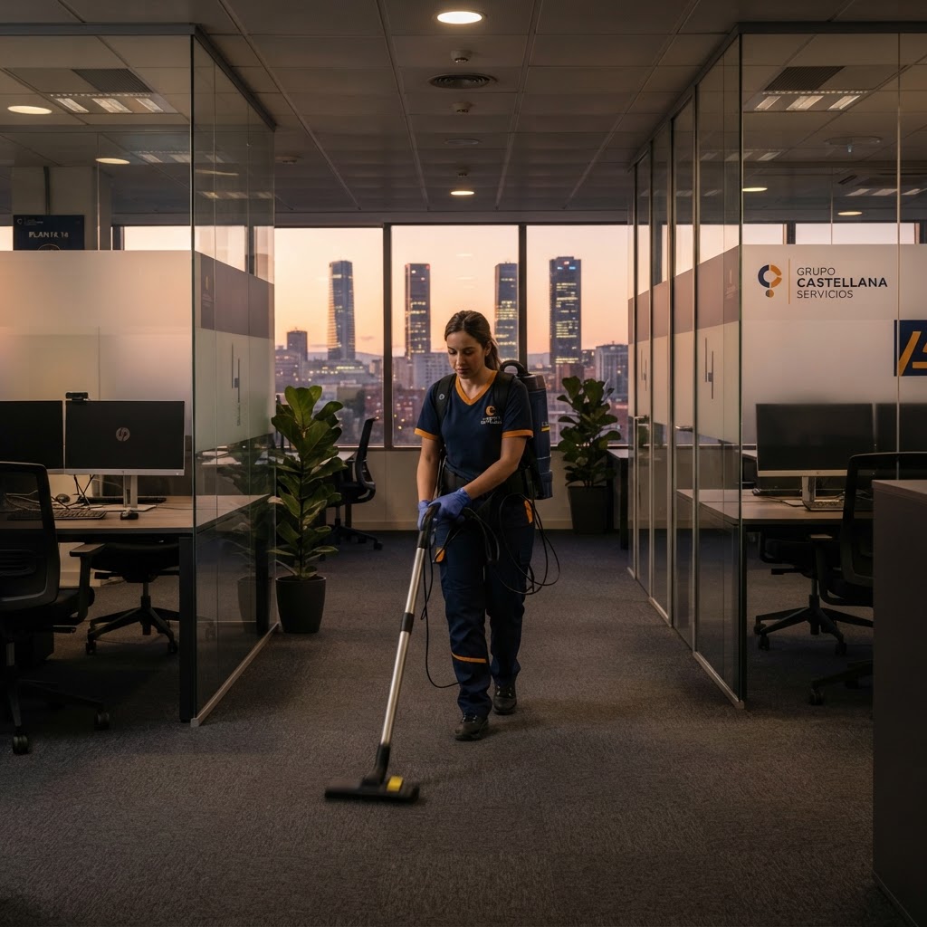 Limpieza comercial en Madrid: oficinas con contrato mensual y equipo fijo