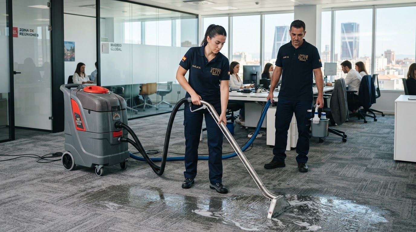 Limpieza de moquetas en oficinas de Madrid: frecuencia y mantenimiento
