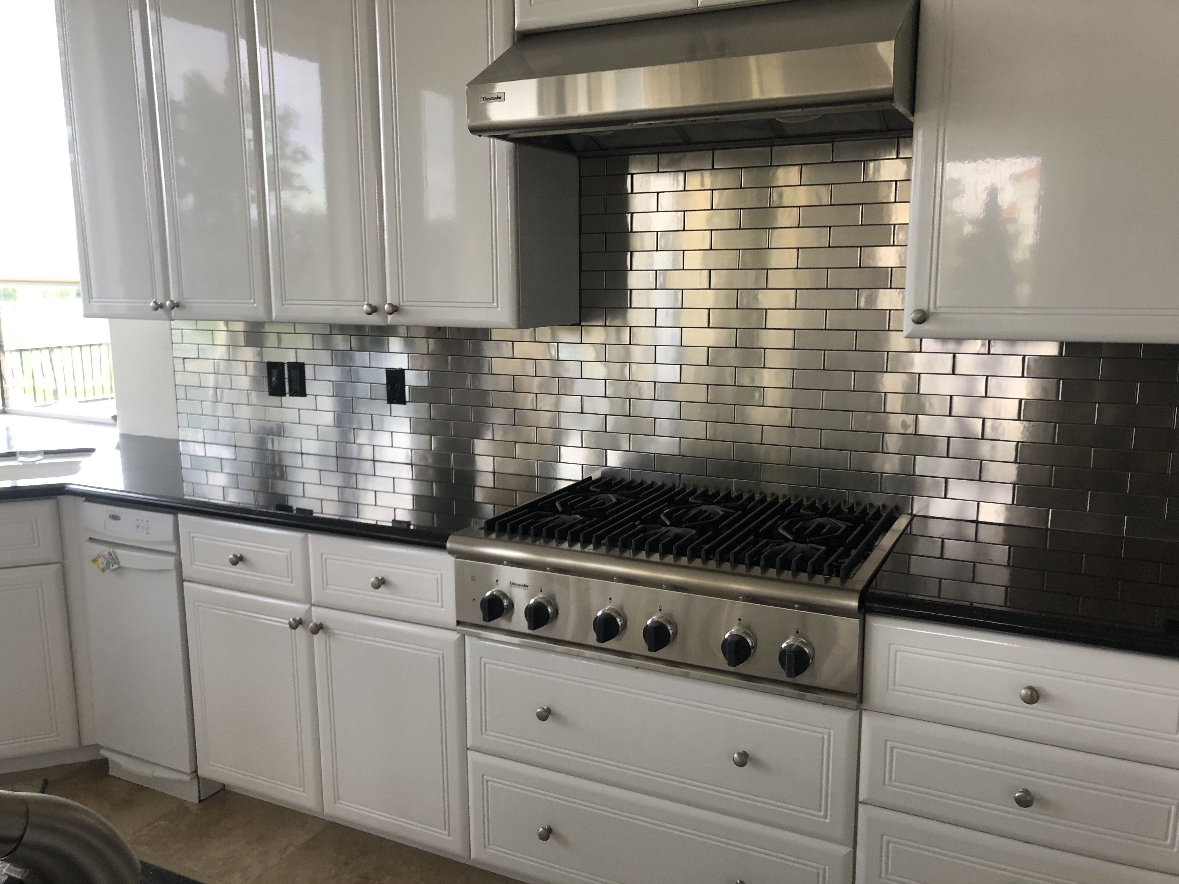 Stainless Steel Subway Backsplash completed by Davenport Tile