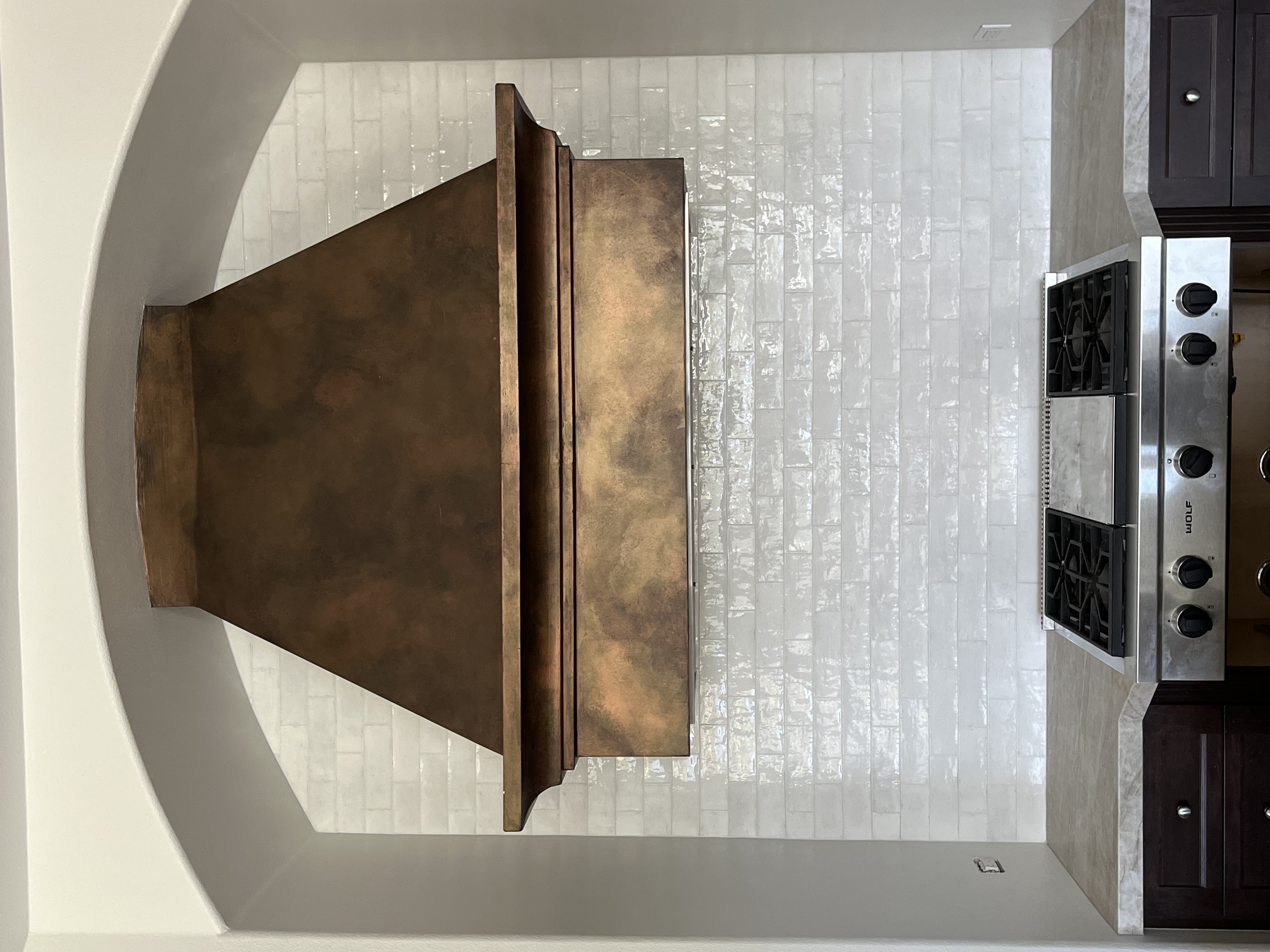 Handcrafted Subway Tile Range Hood Wall project by Davenport Tile