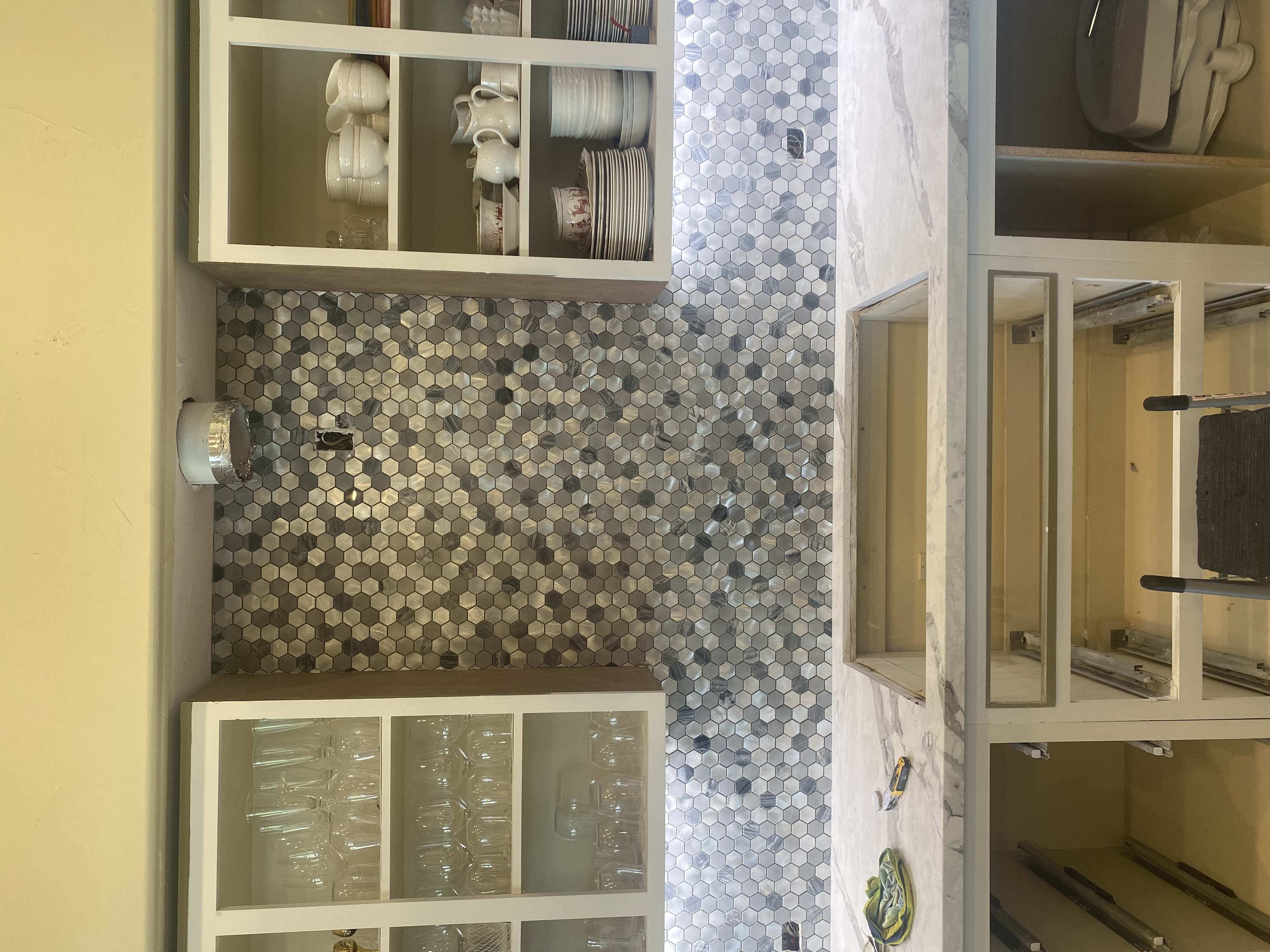 Marble Hexagon Mosaic Feature Wall project by Davenport Tile