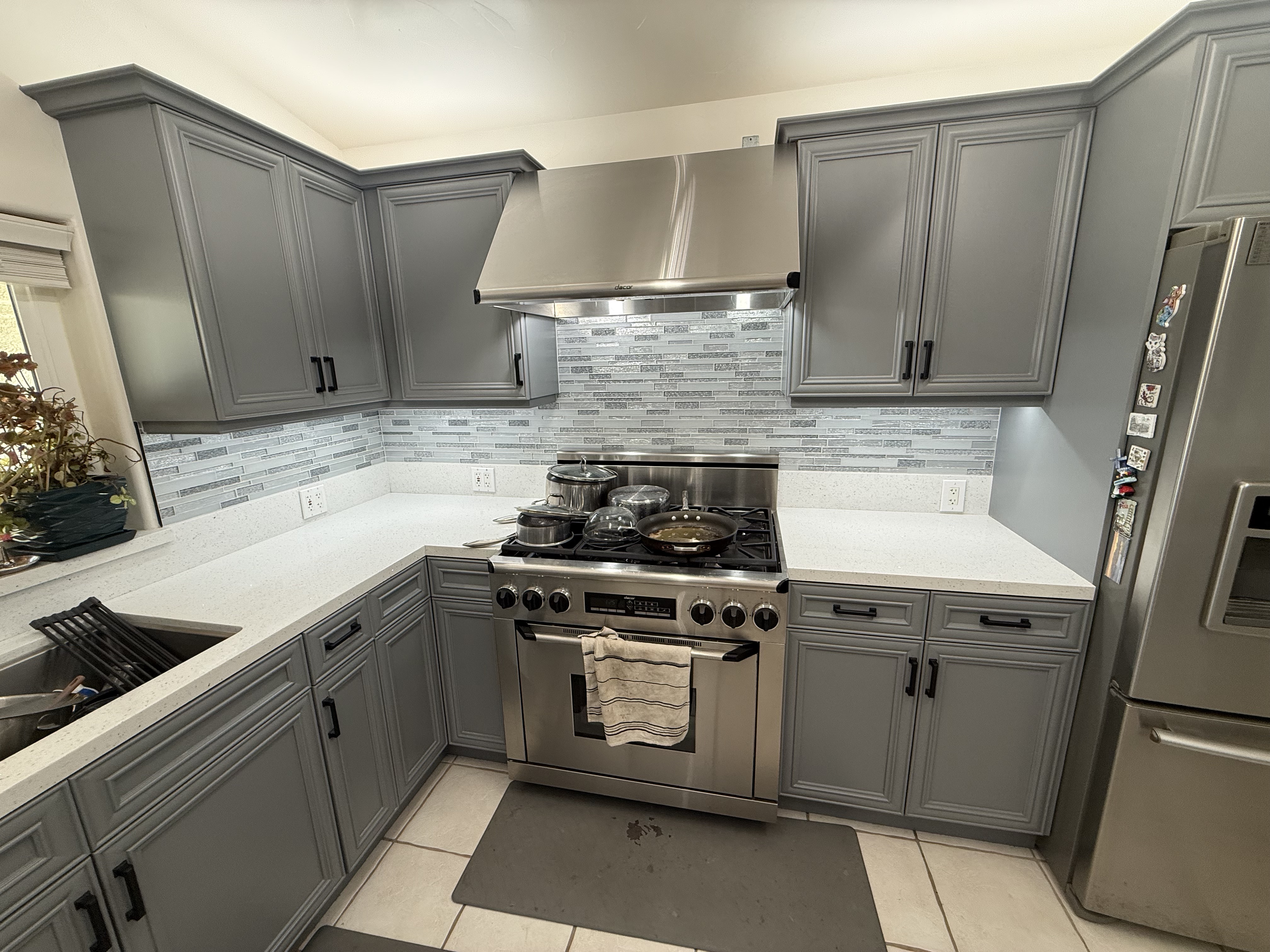 Linear Glass Mosaic Backsplash project by Davenport Tile