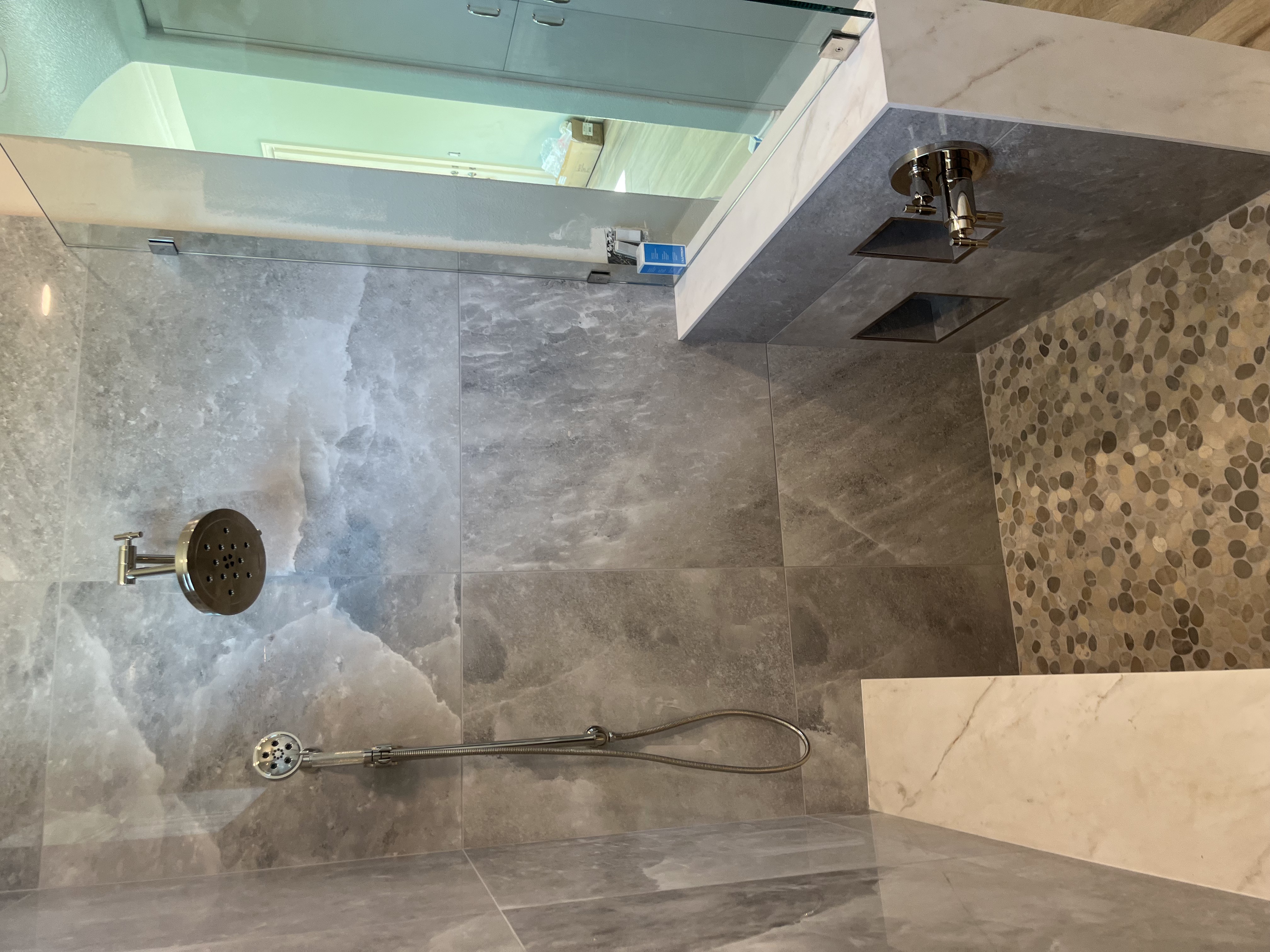 Calacatta & Onyx Marble Shower Suite project by Davenport Tile