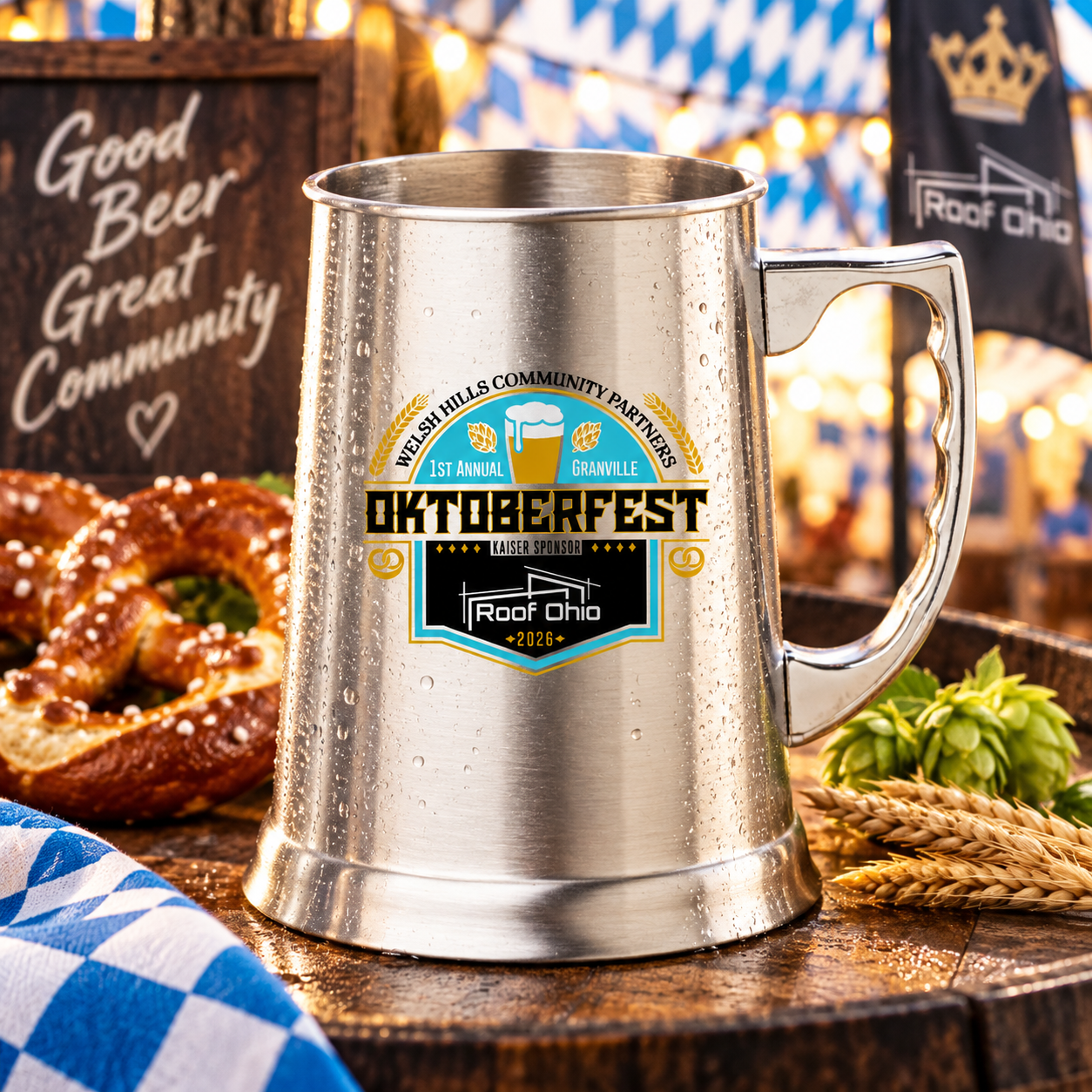 Official Roof Ohio Granville Oktoberfest Stainless Steel Beer Stein