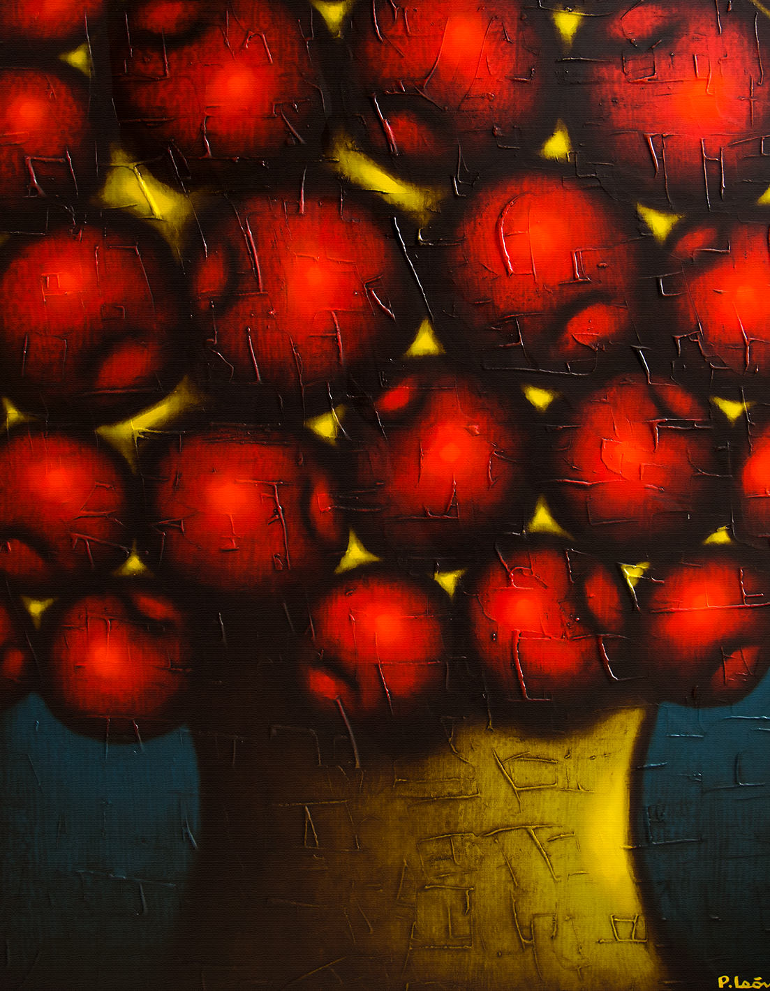 Obra de Pedro León · Composición esferas y luz