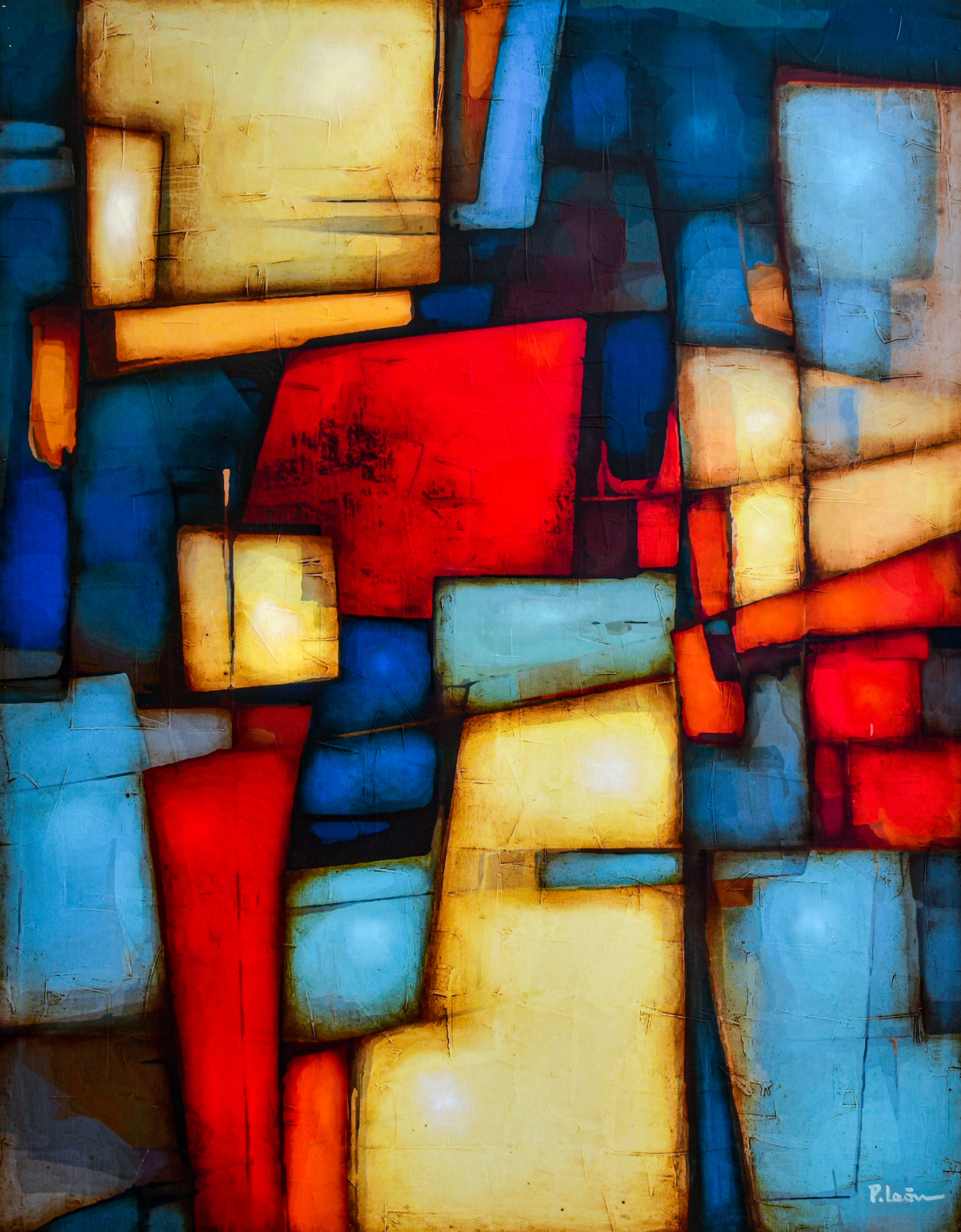 Obra de Pedro León · Composición abstracta y estructura