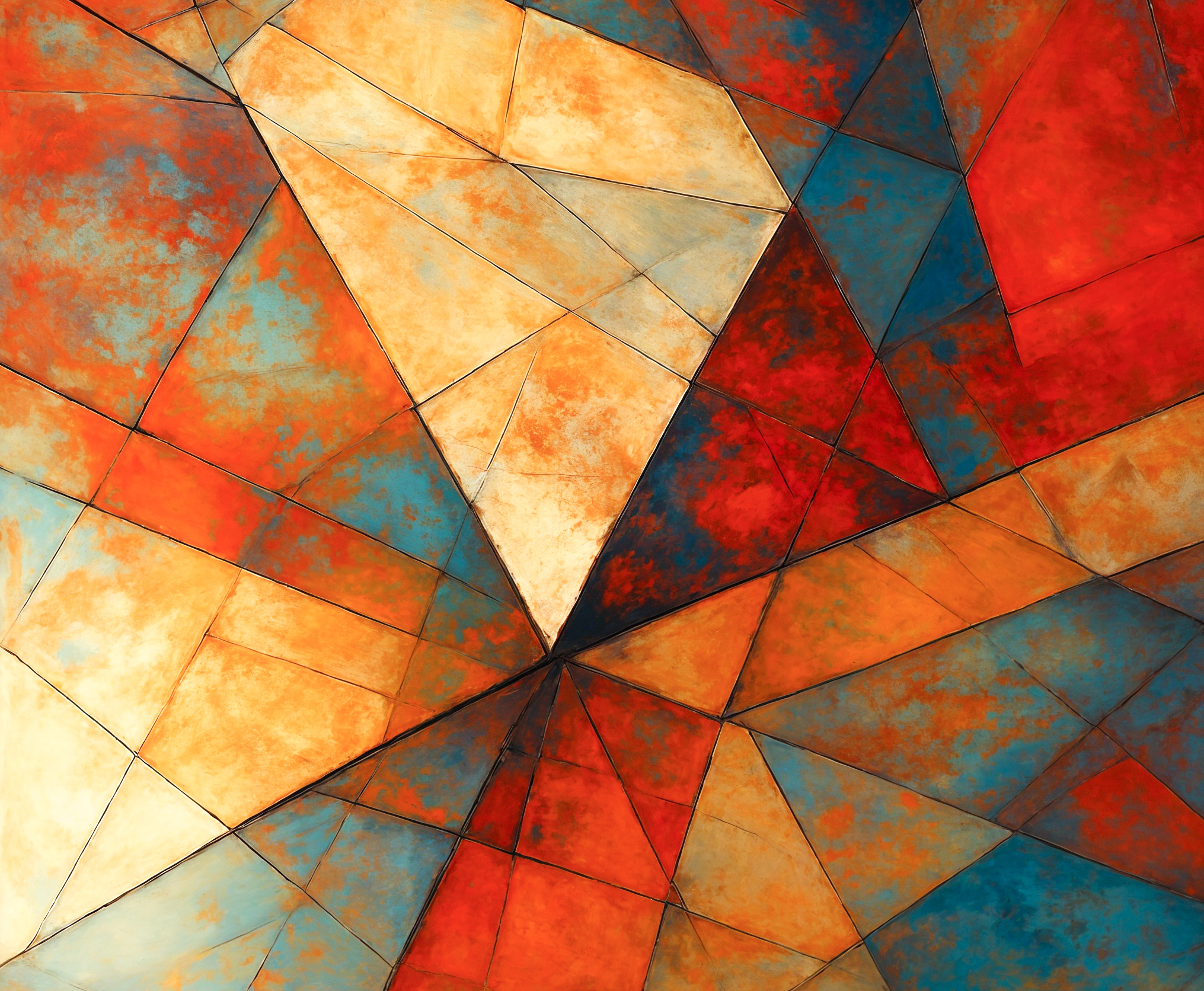 Obra de Pedro León · Composición facetada y planos de luz