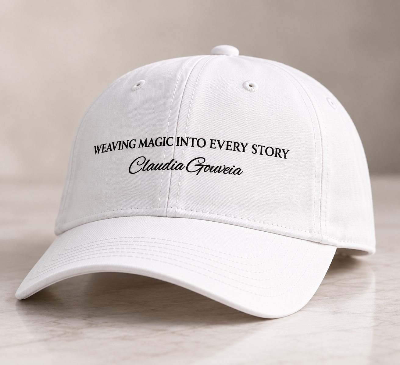 Signature White Cap — Claudia Gouveia signature merchandise