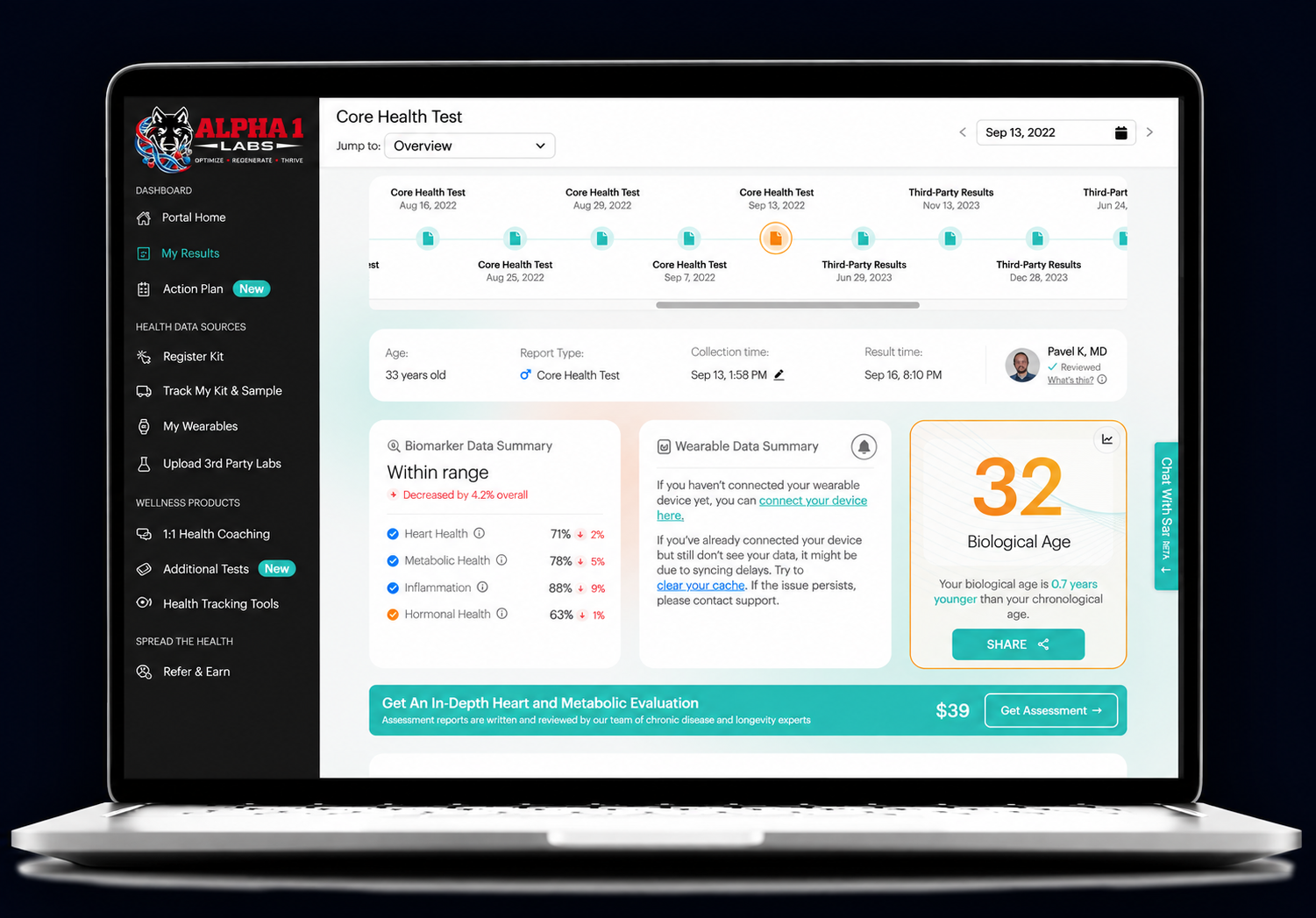 Alpha 1 Clinical Dashboard Sample