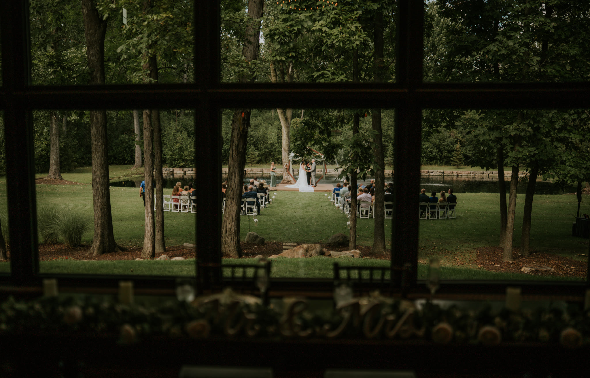 Couple sharing a quiet wedding moment