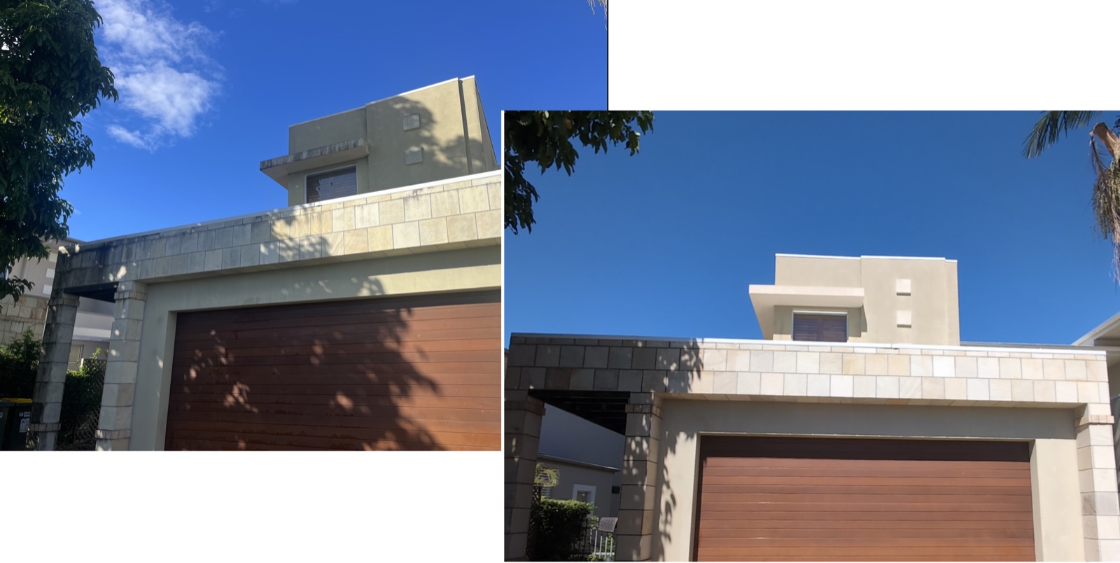 Rendered house facade before and after