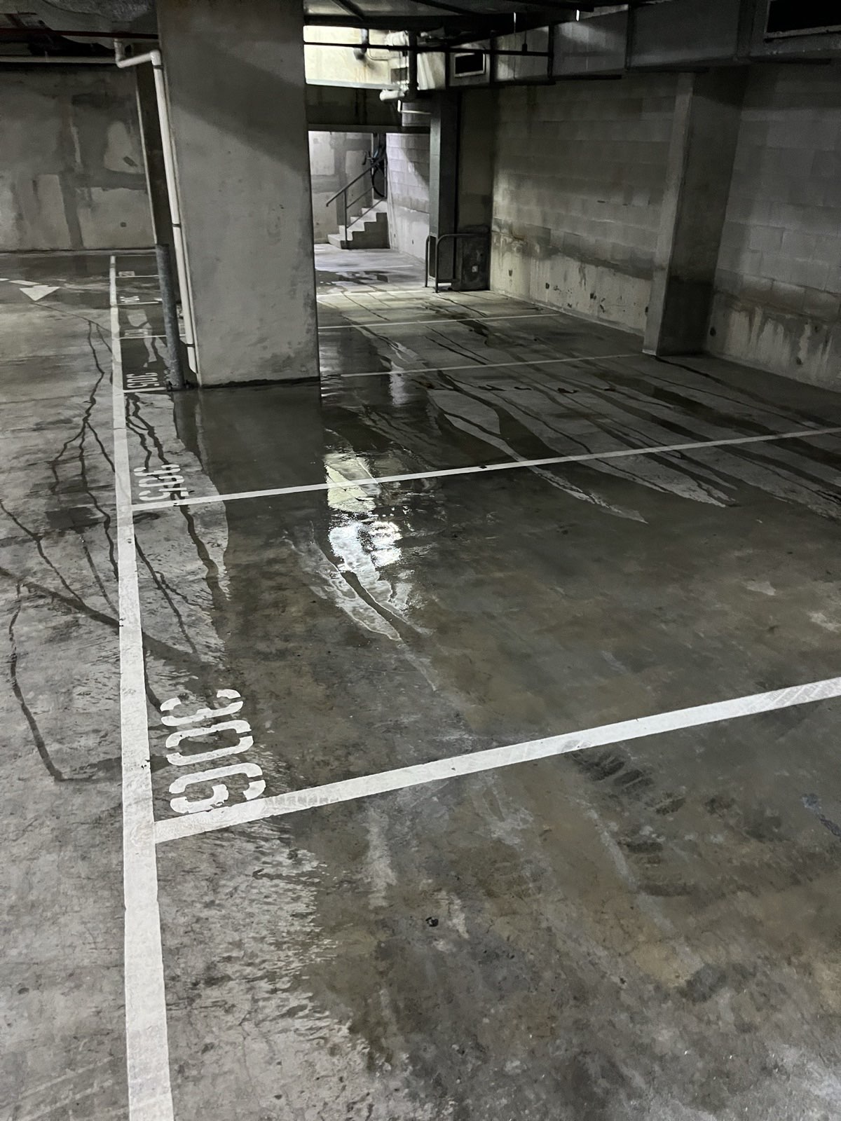 Basement carpark deep clean, Broadbeach apartment complex