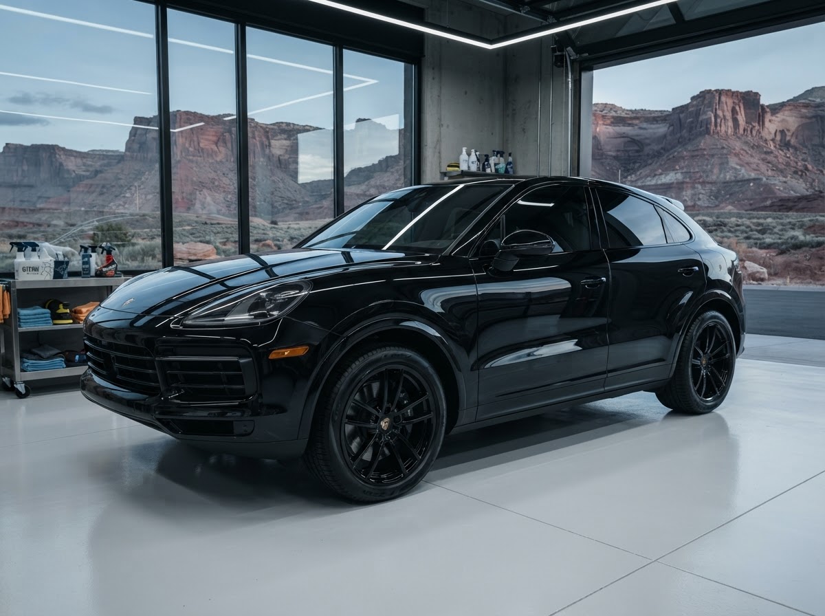 A ceramic-coated luxury vehicle maintained under the Coating Care Plan at Empire Auto Detailing in St. George, Southern Utah
