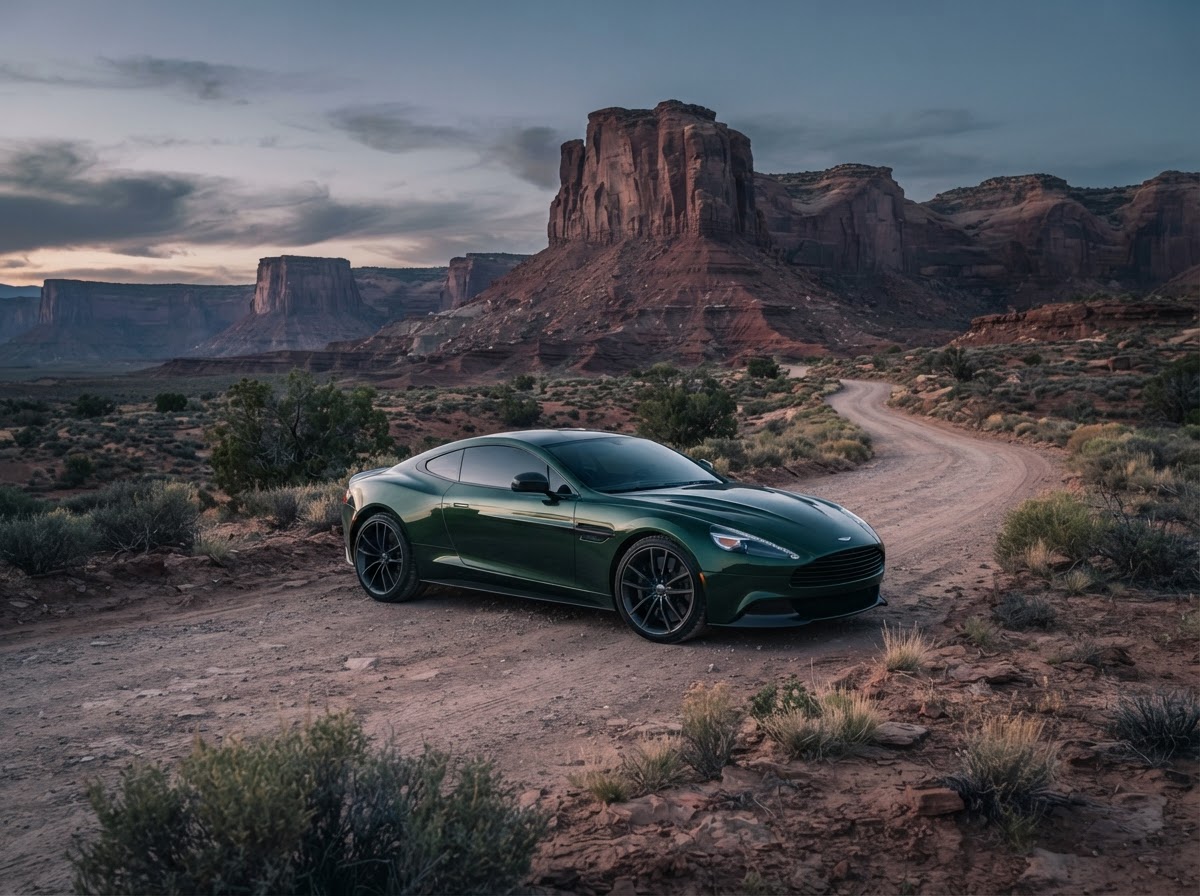 Luxury car in the Southern Utah desert, cared for by Empire Auto Detailing