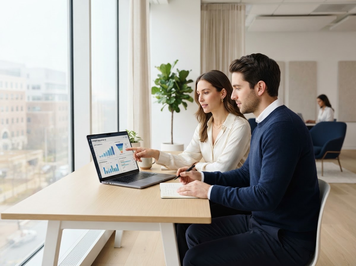 Equipo de Áurea Médica revisando estrategia de marketing médico