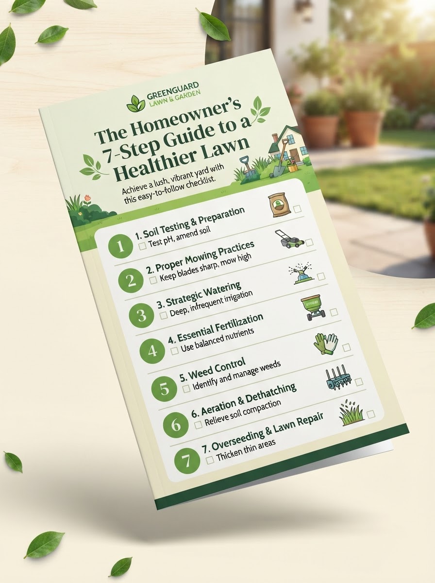 Mockup of the Homeowner's 7-Step Guide to a Healthier Lawn