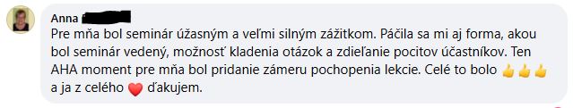 Autentická referencia od účastníka: Anna