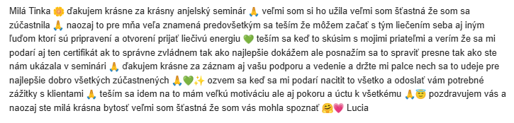Autentická referencia od účastníka: Lucia