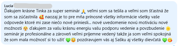 Autentická referencia od účastníka: Lucia