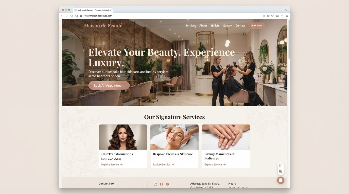Example Salon website template design: Hair & Beauty Studio