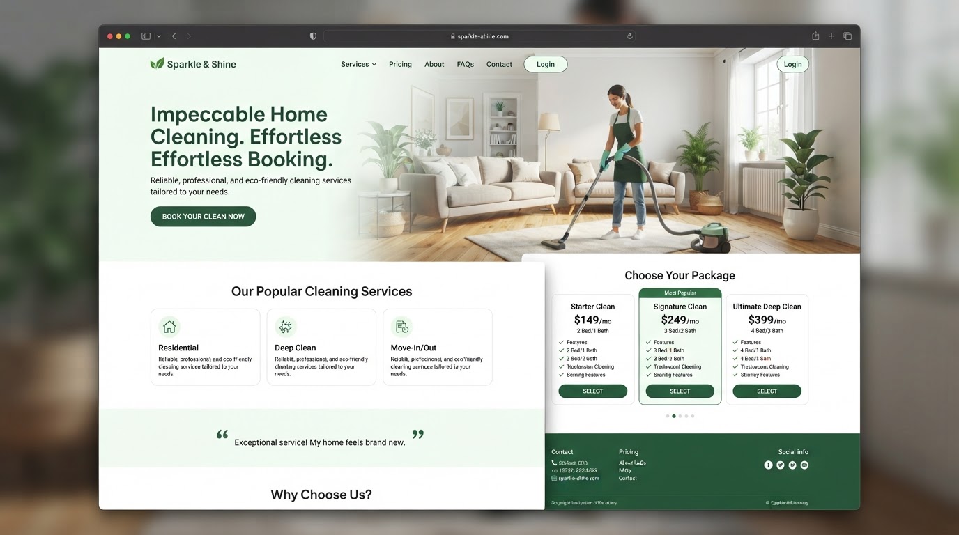 Example Cleaning website template design: Home Cleaning Service