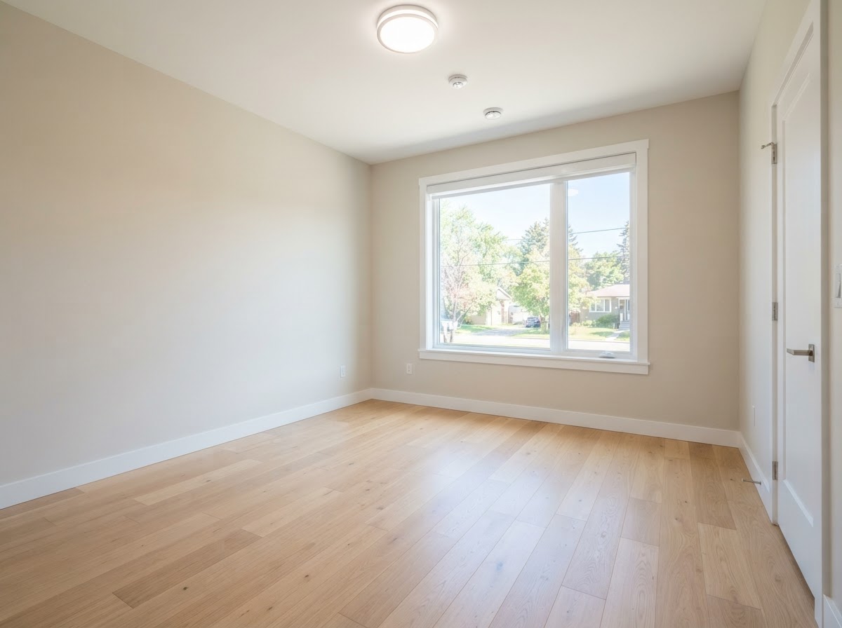 Bright empty rental room, cleaned and ready to re-let