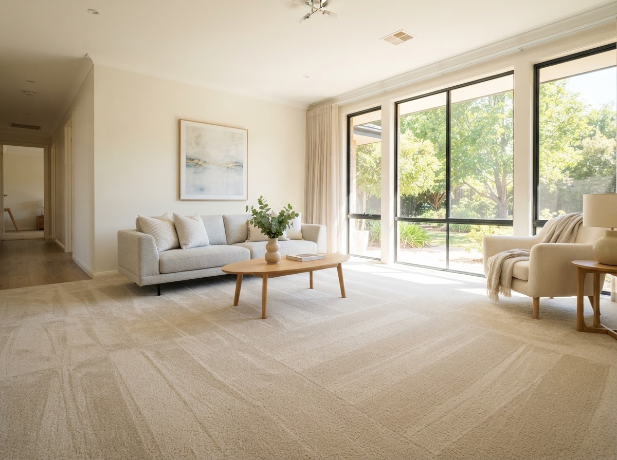 Bright, clean carpeted room with soft carpet and natural light