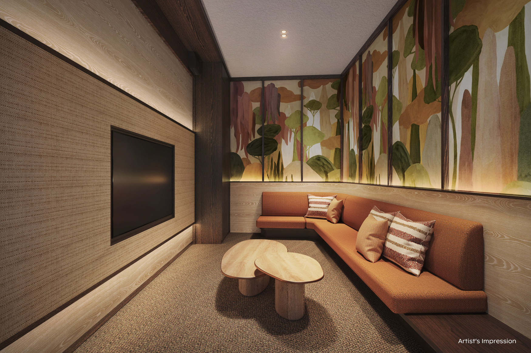 Thomson Reserve private entertainment and media lounge artist impression